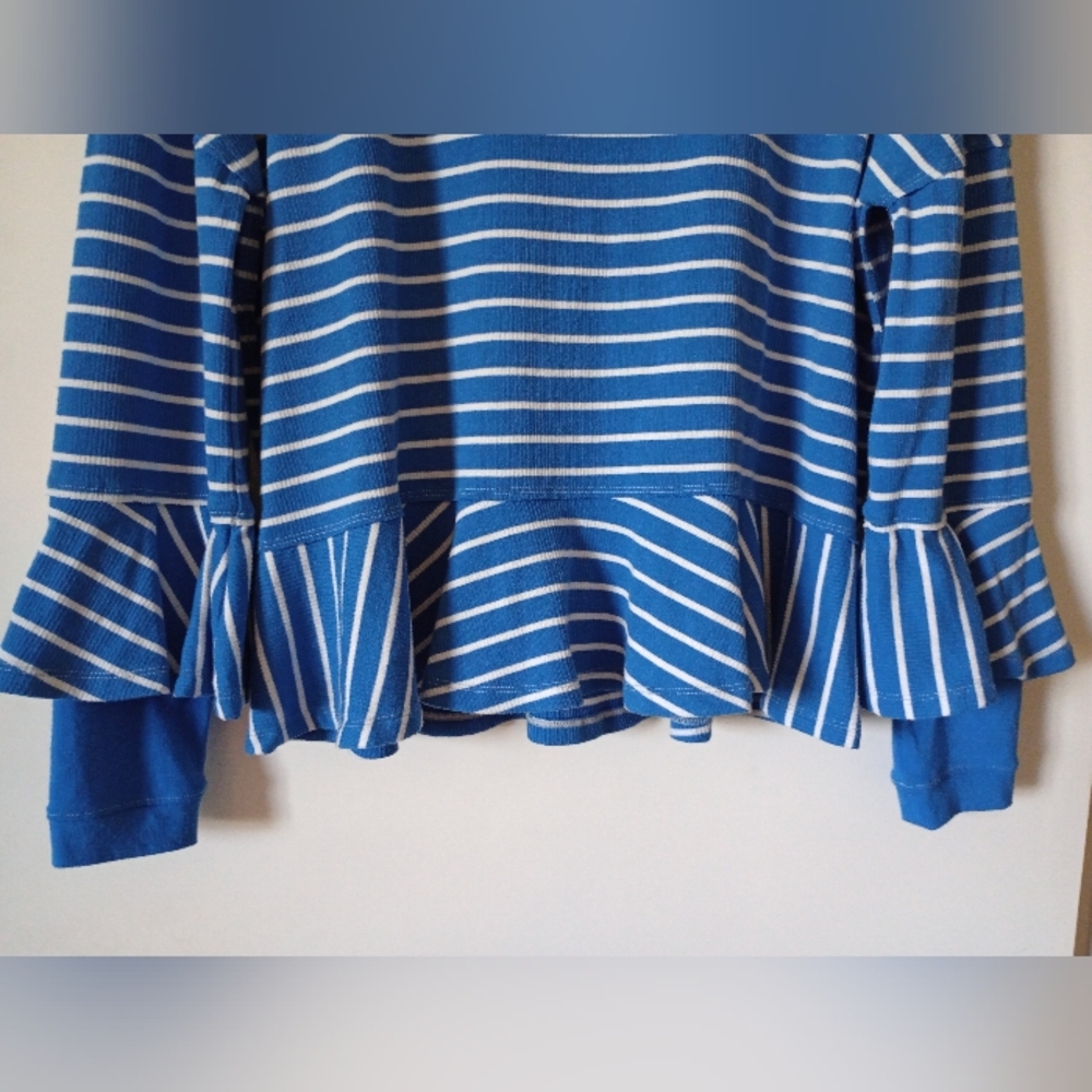 We The Free Blue Striped Peplum Style Top Size Small - Picture 4 of 9